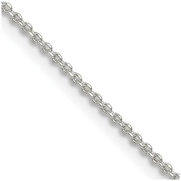 1.4mm Sterling Silver Solid Diamond Cut Cable Chain Necklace, 18 Inch - Picture 1 of 8